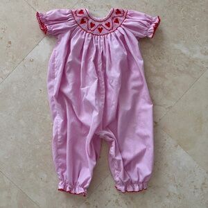 Petit Bebe Heart Smocked Romper